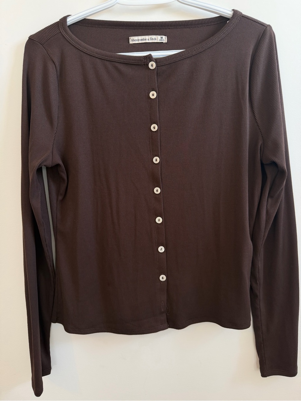 Abercrombie Ribbed Button Long Sleeve Top